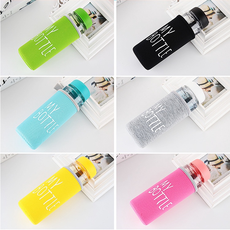 500ml My Bottle Tumbler Botol Air Tahan Panas Anti Bocor Olahraga Portable Botol Transparan Dengan Tas