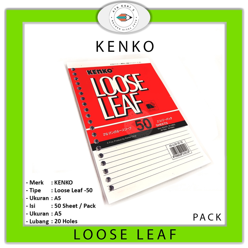 

KENKO - Loose Leaf A5 LL - 50 Lembar - Pack