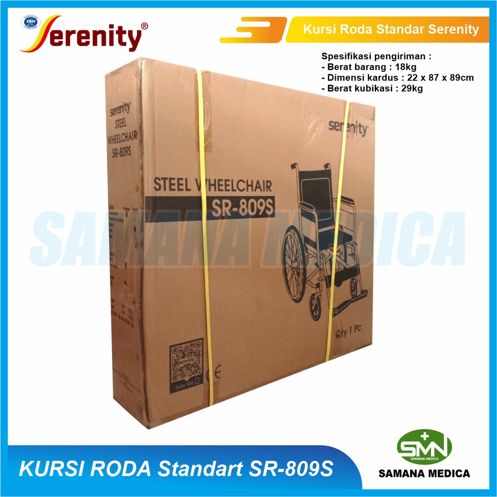 Kursi Roda Standar SERENITY SR-809S Alat Bantu Jalan Kursi Roda Standard Praktis dan Ekonomis