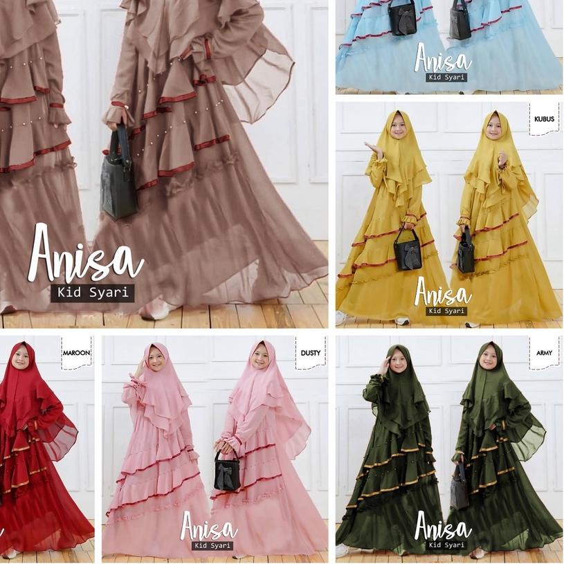 ✳ GAMIS SYARI ANAK PEREMPUAN KID ANISA | BUSANA MUSLIM CEWEK TANGGUNG MOSCREPE AKSEN MUTIARA CANTIK 