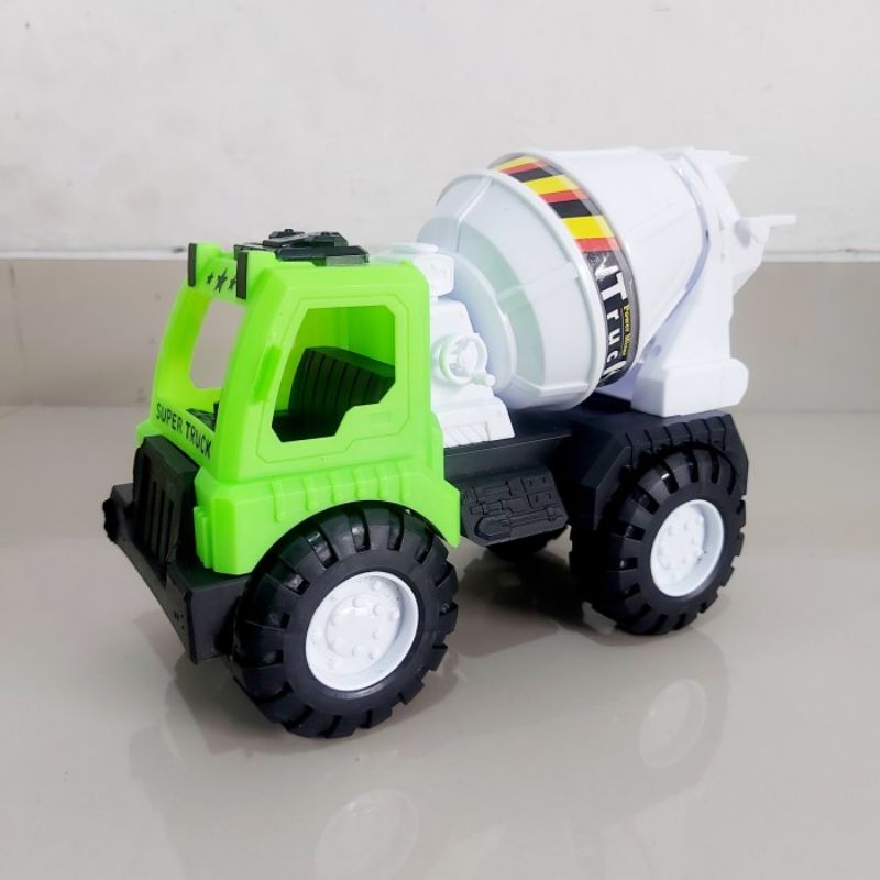 Mainan Mobil Truk Molen - Truck Mixer Konstruksi Tarik Anak Edukatif