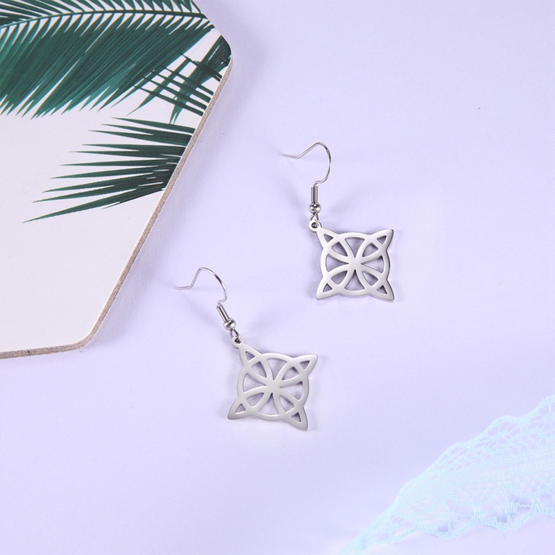 Hip-hop Celtic Knot Earrings Untuk Wanita Stainless Steel Witch Knot Earring Star Of David Earrings Vintage Perhiasan Hadiah Pesta