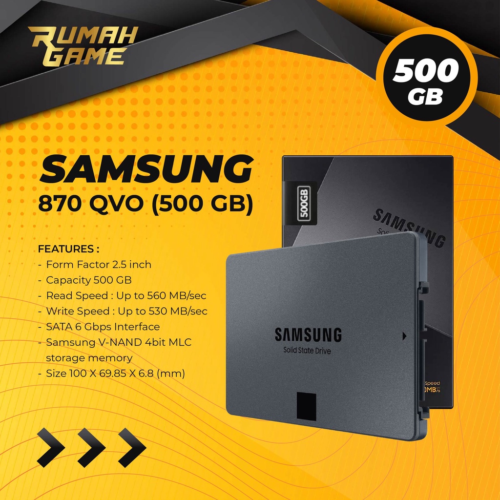 SAMSUNG SSD 870 QVO 500GB SATA SSD LAPTOP INTERNAL Original Garansi 3 Tahun