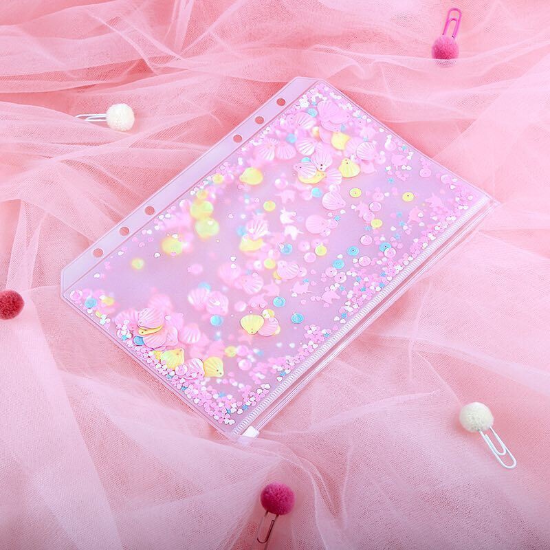 

[BUJOYUK] Ziplock Glitter - lucu - 6 rings binder A6 A5 transparan multi-fungsi
