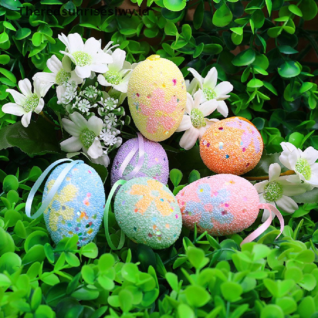 # Baju Lebaran # Foam Easter Egg Set Dengan Keranjang Hiasan Paskah Untuk Sarang Taman Telur Palsu DIY Craft Anak Hadiah Favor Home Easter Party Decor~