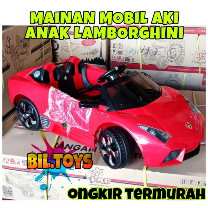 Mobil Mobilan Aki Sport Lambo Remote Control Manual Duduk Tunggang Bisa dinaiki Mainan Anak Murah
