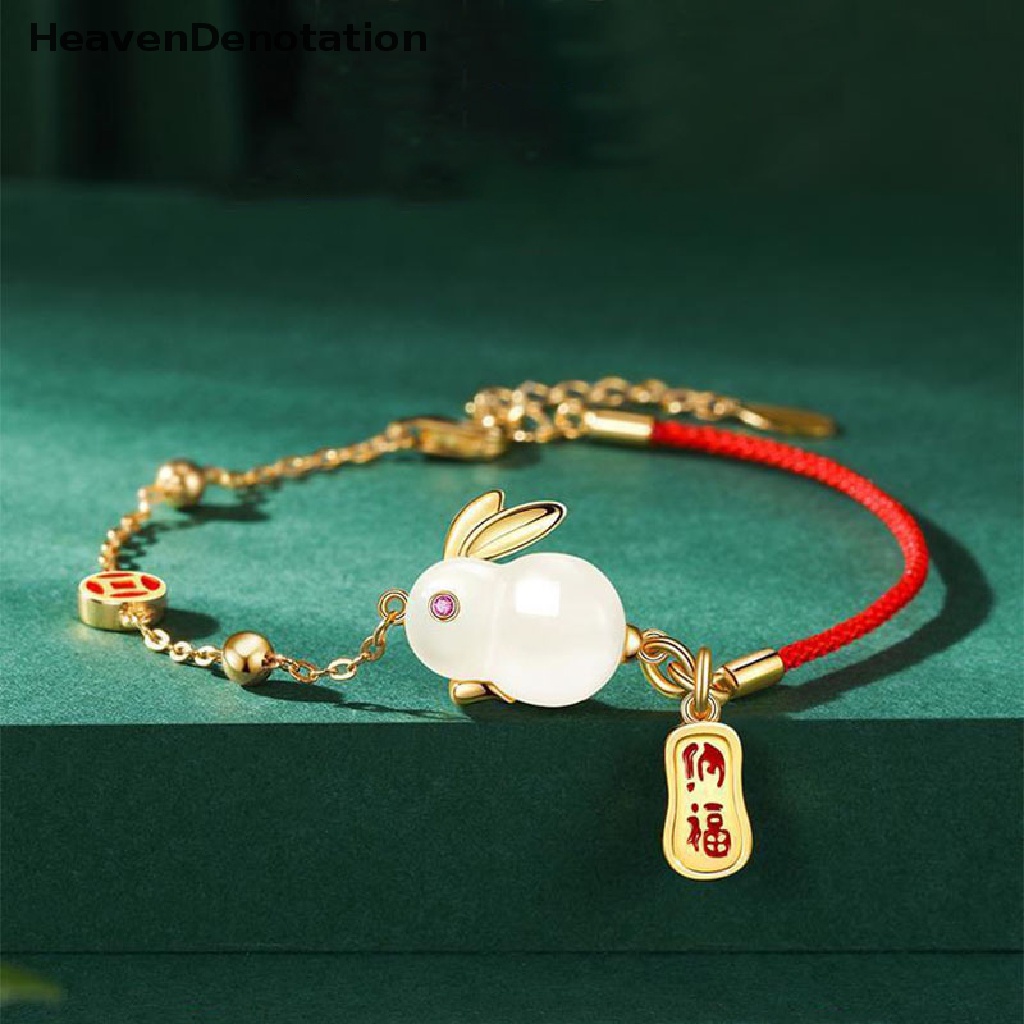 [HeavenDenotation] Gaya Cina Indah Kelinci Gelang Untuk Wanita Gadis Sastra Segar Mode Kelinci Gelang Link Rantai Gelang Aksesoris Perhiasan HDV