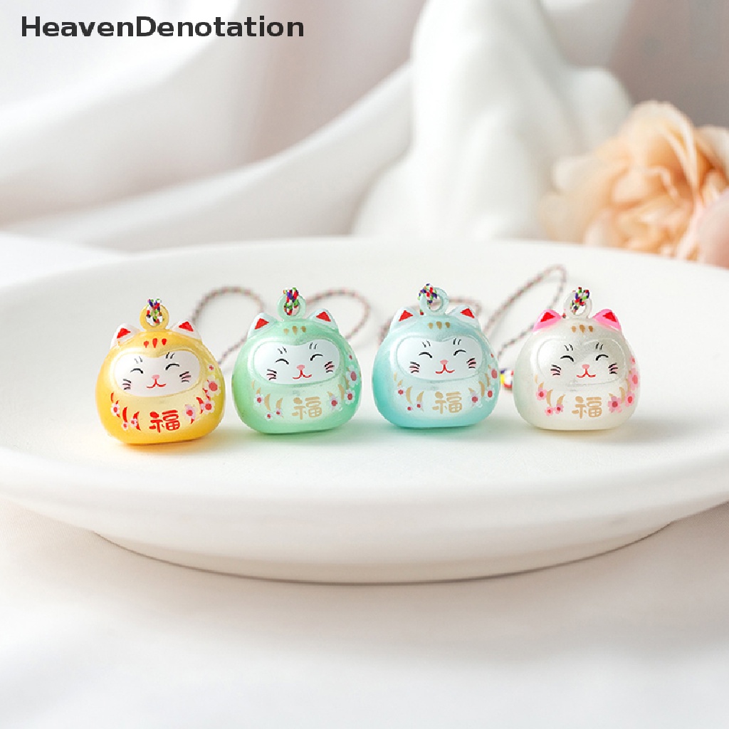 [HeavenDenotation] Lucu Kartun Kucing Beruntung Bell Kerajinan Ornamen Hewan Kecil Gantungan Kunci Siswa Ransel Liontin Kreatif Dekorasi Lucky Key Ring HDV