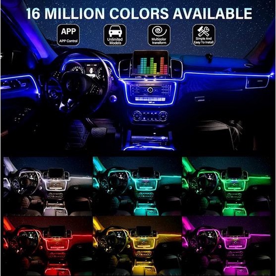 Lampu Interior Mobil Ambience RGB APPS LED Ambient Light Android warna neon laser selang