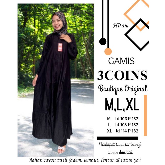 Gamis Three Coins Original Full Kancing