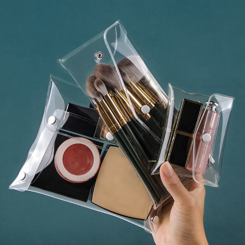 Bening Kantong Penyimpanan PVC Tas Kosmetik Tahan Air Tas Makeup Multifungsi Transparan Ins Style Travel Portable Makeup Brush Storage Bag Lipstik Tas Penyimpanan Tas Alat Tulis