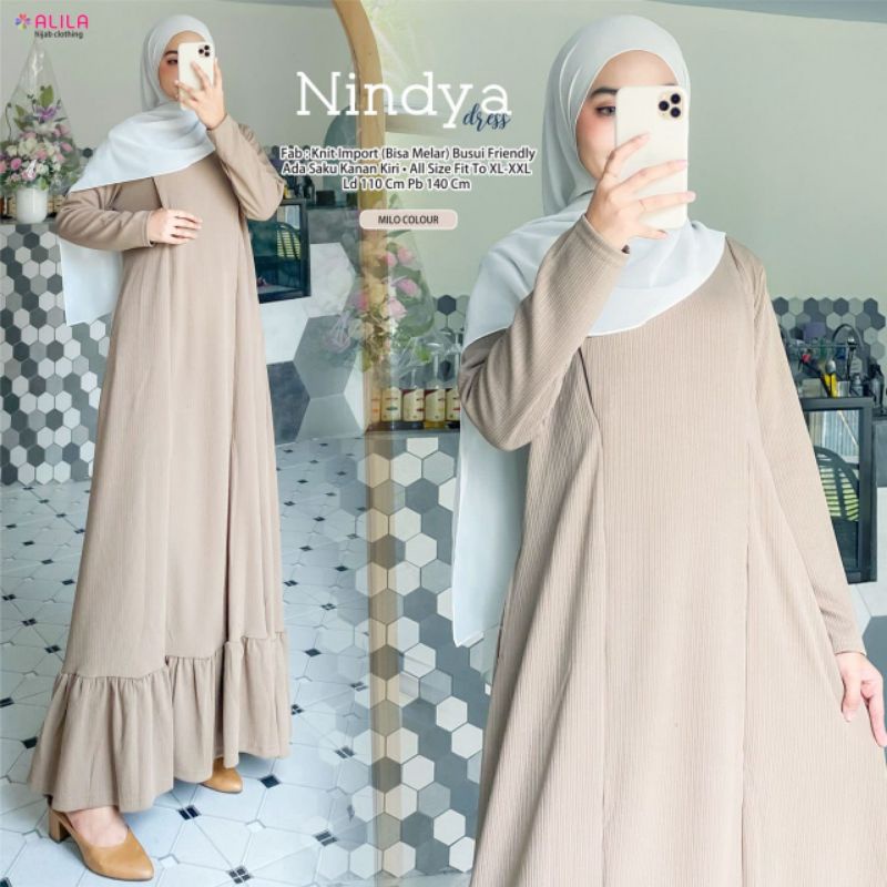 NINDYA DRESS ORI ALILA | Dress Knit Import Busui Friendly