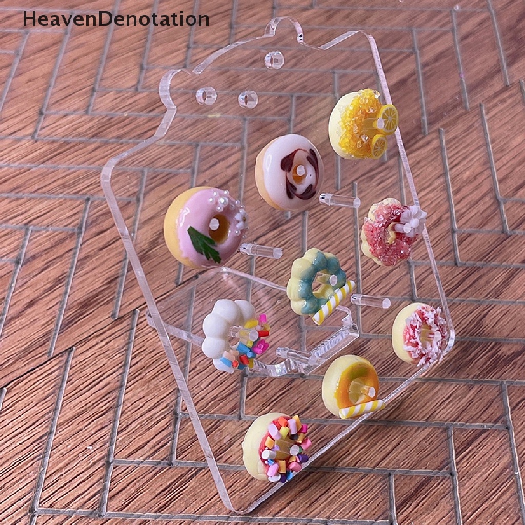 [HeavenDenotation] 1: 12 Dollhouse Cake Display Shelf Cartoon Shelf Rack Donut Pastry Stand Decor HDV