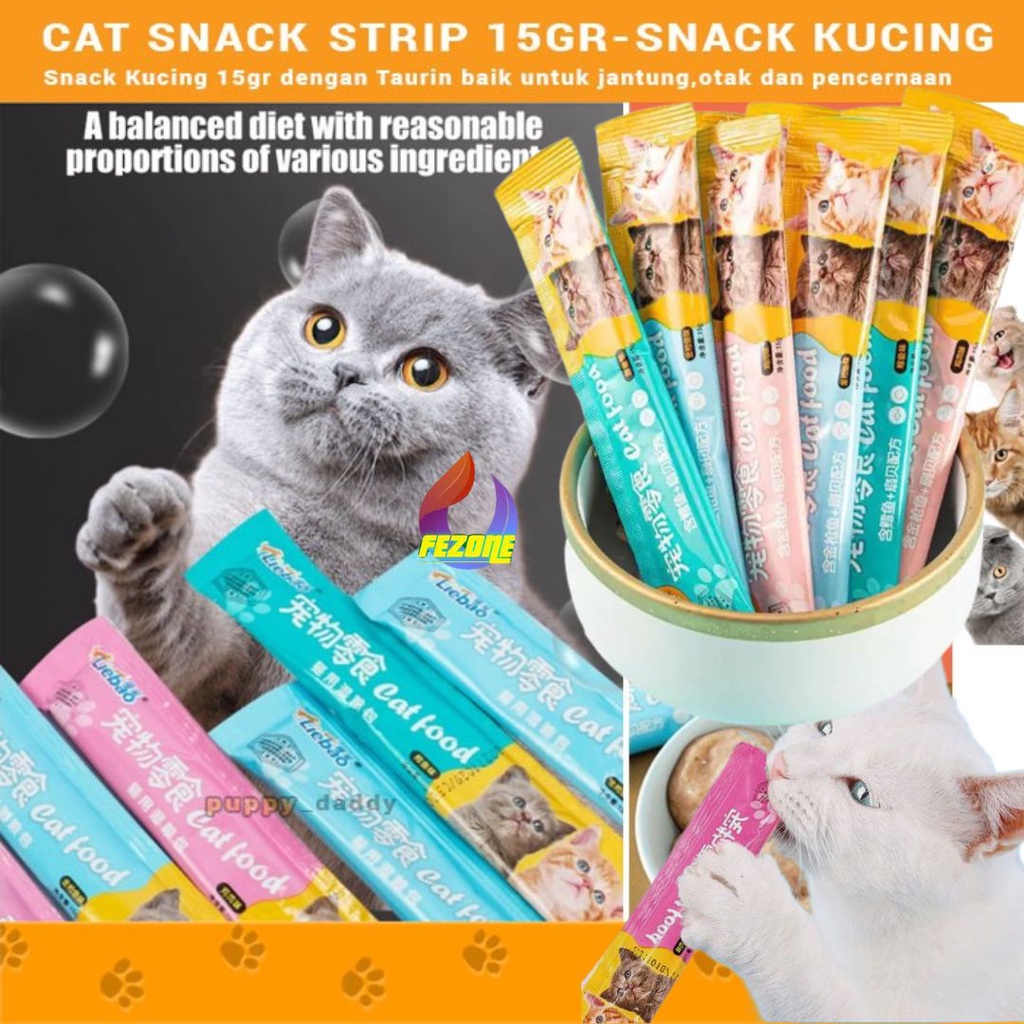 CAT CREAMY Liquid Snack Kucing Kitten Adult 15gram Boo Goo Stik Tuna Salmon Chicken FEZONE