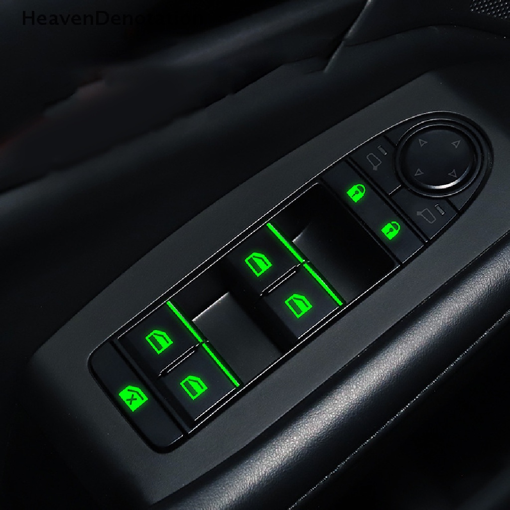 [HeavenDenotation] Tombol Angkat Jendela Pintu Mobil Luminous Switch Button Sticker Windows Control Pane Night Glowing Fluorescent Decals Switch Aksesoris Mobil HDV
