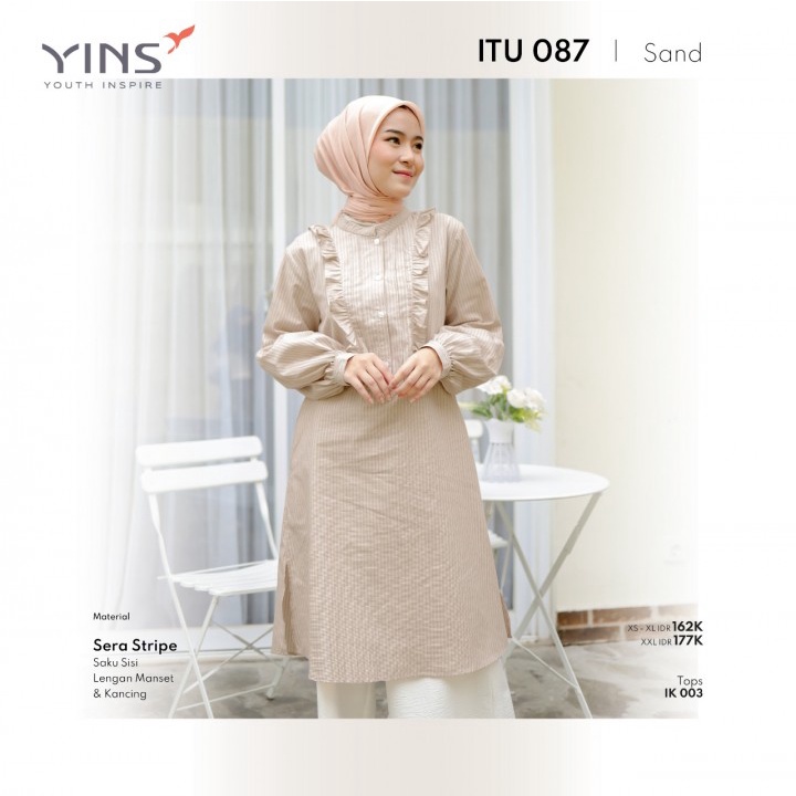 Tunik Inspire Youth ITU 087 Terbaru / Sand-Maroon-Black / Fashion Muslim Tunik Terbaru