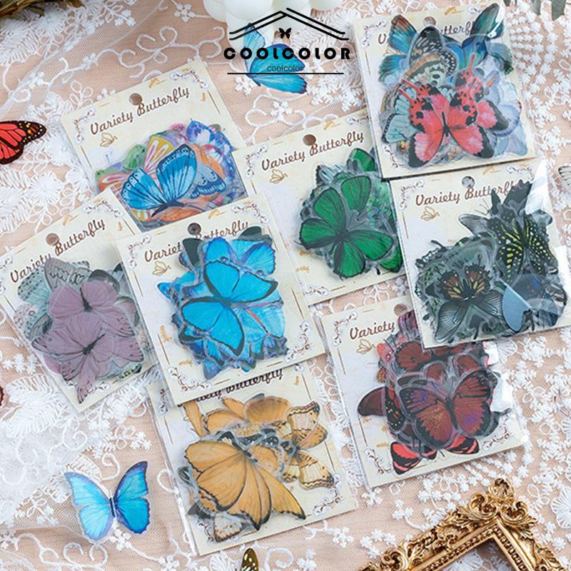 COD❤️Ragam Seri Kupu-kupu  Stiker Scrapbook DIY  PVC Tahan Air Lucu  Stiker Anak-anak- cl