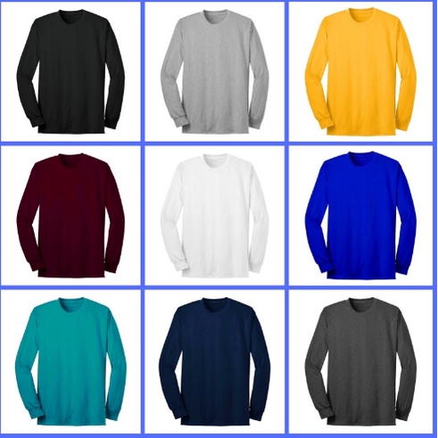 FIURI - Kaos Polos Lengan Panjang Pria/Wanita Cotton Combed Premium Kaos Santai Cowok/Cewek Grouping