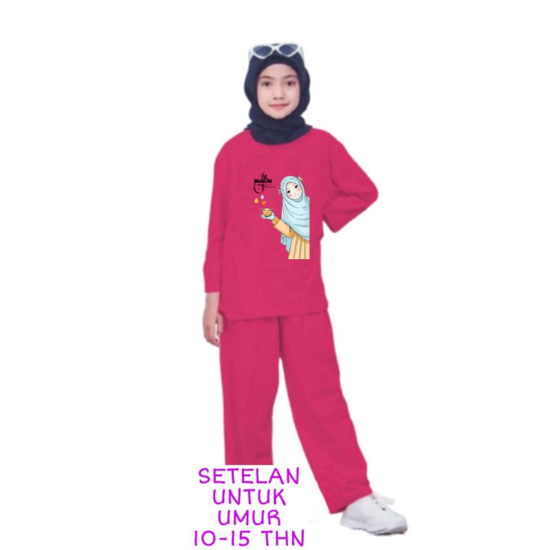 Setelan Anak Perempuan Remaja Bahan Kaos Babyterry Kaos Lengan panjang dan Celana panjang Oversixze XXL 10 11 12 13 14 15 Tahun . One Set Anak Perempuan Terbaru 2023 Viral Stelan Remaja Kekinian Setelan Baju Anak Tanggung muslim