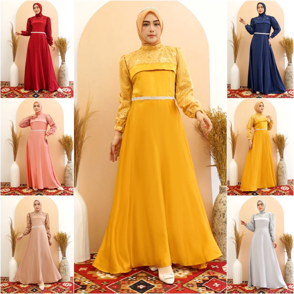 KINAN GAMIS MAXI DRESS PREMIUM MAXMARA SILK TILE / GAMIS PESTA / GAMIS KONDANGAN / GAMIS LEBARAN / GAMIS EID / GAMIS IDUL ADHA