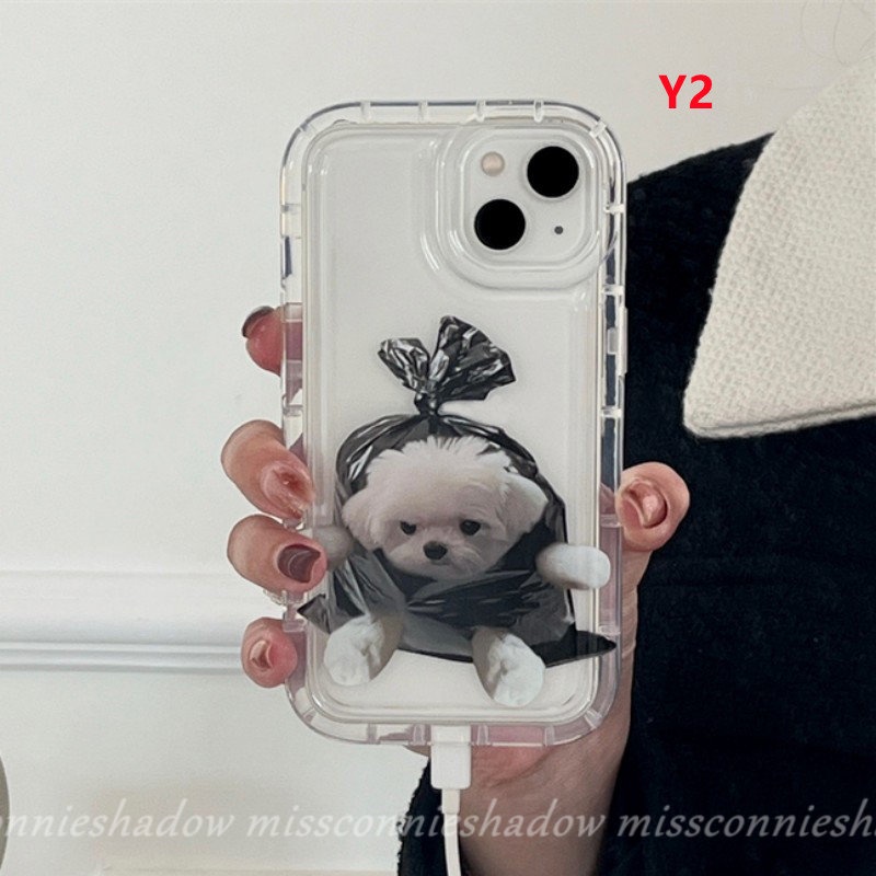 Case Airbag Kartun Kucing Anjing Lucu Kompatibel Untuk iPhone 7Plus 8Plus 11 14 13 12 Pro MAX 6 6S Plus XR X XS MAX Shockproof Lembut TPU Silicon Bening Pasangan Ponsel Cover