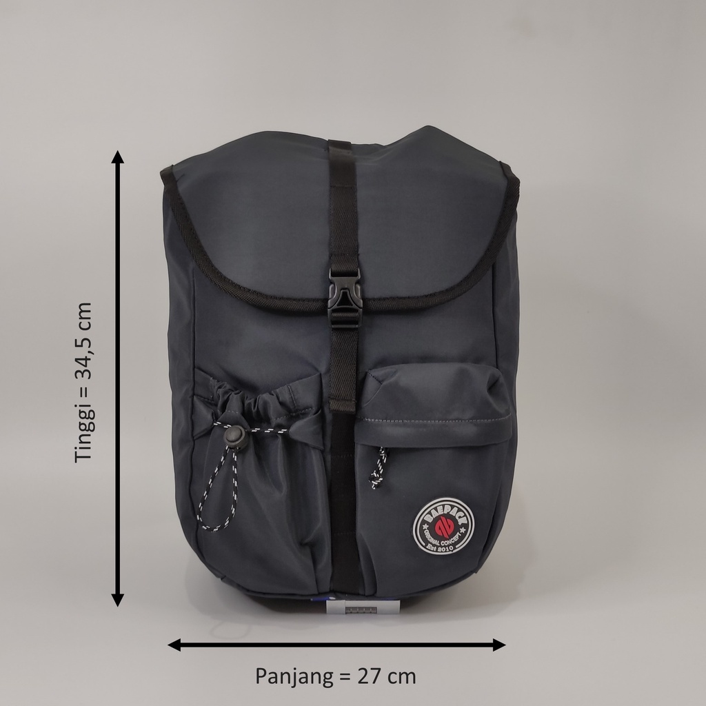 Tas Traveling Sekolah Wanita Anti Air Waterproof Akela Dark Grey Original Baepack / Tas Cowok Pria / Tas Wanita Perempuan / Tas Lokal Bandung / Tas Multifungsi Gunung Camping