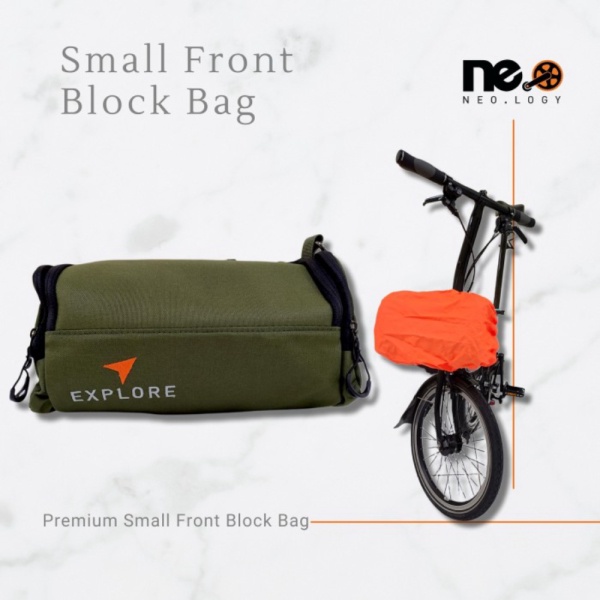Grosir TAS SEPEDA BROMPTON FRONT BLOCK EXPLORE - NEW ARRIVAL GREEN Limited