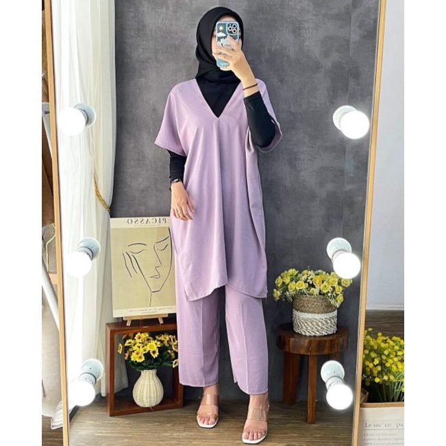 WINA ONE SET // ONE SET CRINGKLE AIRFLOW // Baju Setelan Nagita // Nagita Set // Setelan Cringkle Te