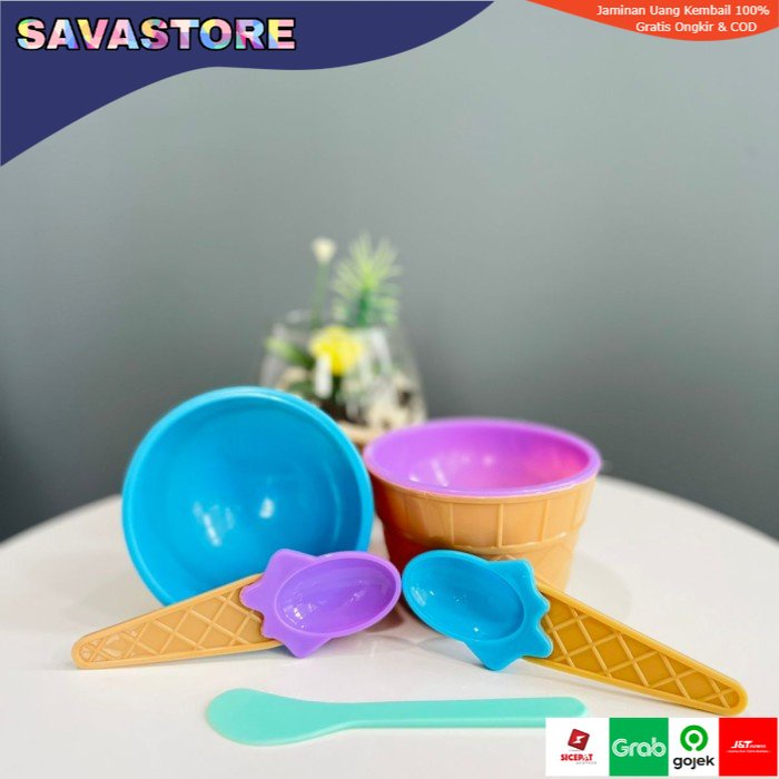 Mangkok Masker Spatula Set Aera Ice Cream Bowl Colorfull Lucu Premium