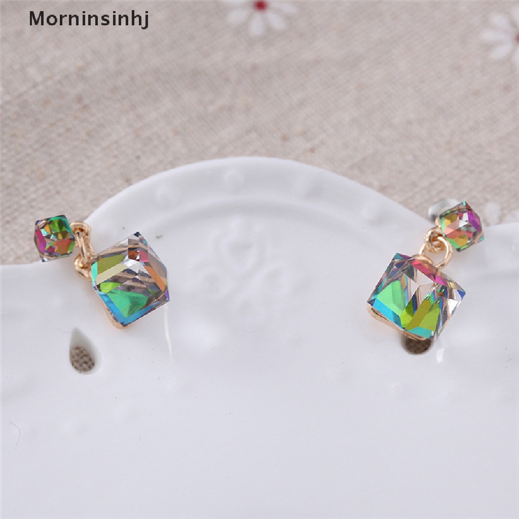 Mornin Anting Kristal Berlian Imitasi Zirkon Stud Earrings Wanita Pernikahan Bridal Jewelry id