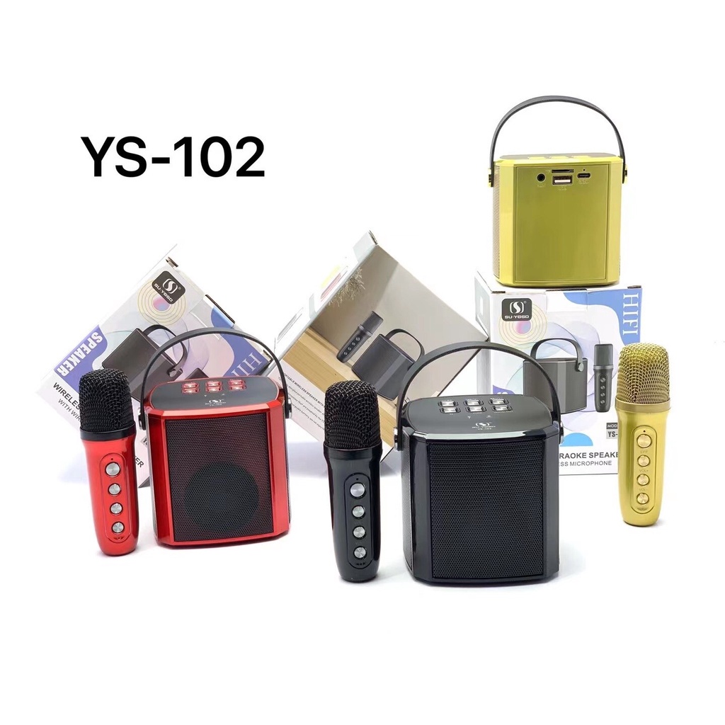 YS-102 Bluetooth speaker Small family KTV outdoor karaoke microphone Professional MURAH