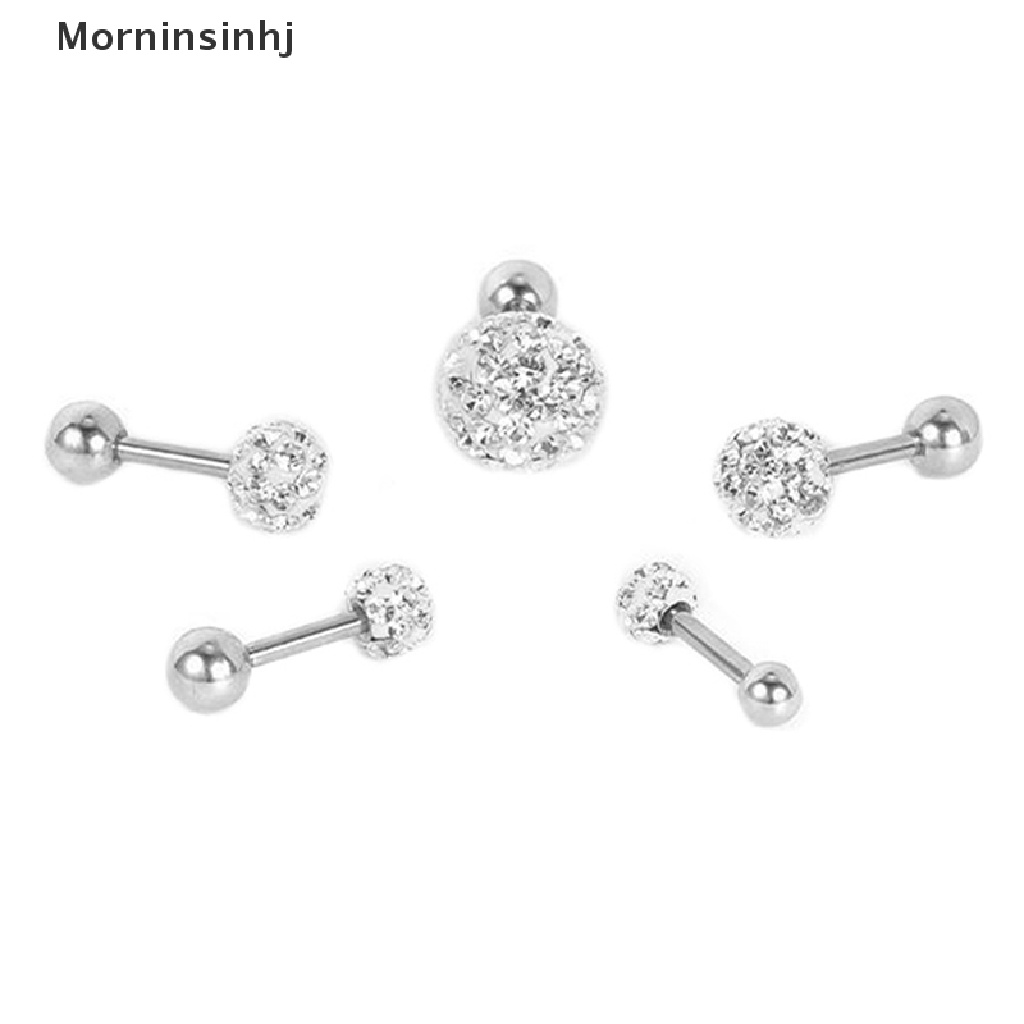 Mornin Anting Bola Kristal Surgical Steel Ear Plugs Brow s Wanita Ear Studs Cartilage Tragus Helix Lip Studs Ring Drat Dalam Perhiasan Tubuh id