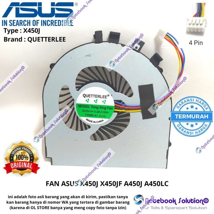 Cooling Kipas Cooling Fan Asus X450J X450Jf A450J A450Lc Baru 100%