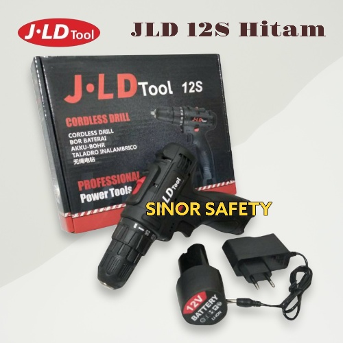 JLD 12S Hitam Mesin Bor Cordless Drill Besi Baterai 12 V + Charger