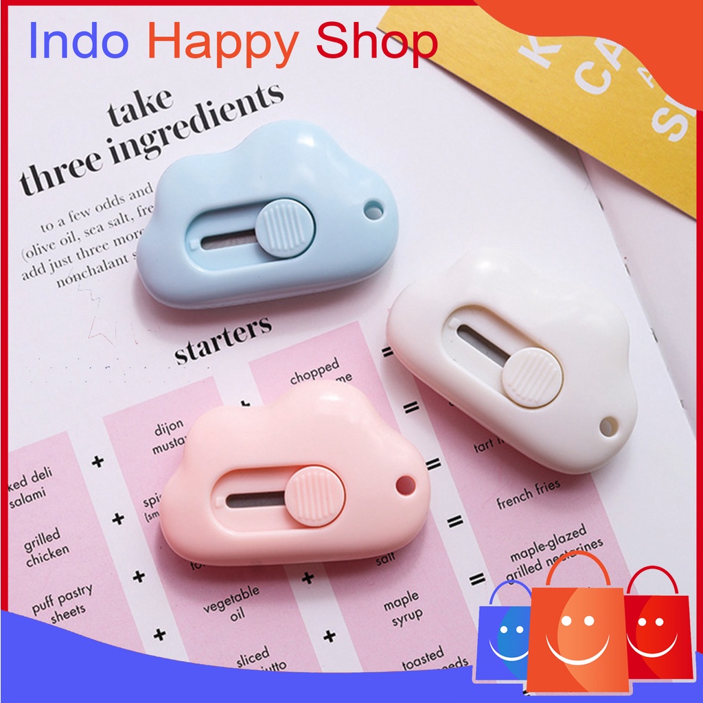 

⭐️ ⭐️Cutter Mini Portable Karakter Awan Pisau Pemotong Kertas Cutter Sekolah