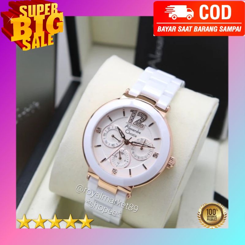 [PILIHAN WARNA LAIN GESER FOTONYA] ORIGINAL JAM TANGAN WANITA ALEXANDRE CHRISTIE ANALOG CERAMIC ARLO