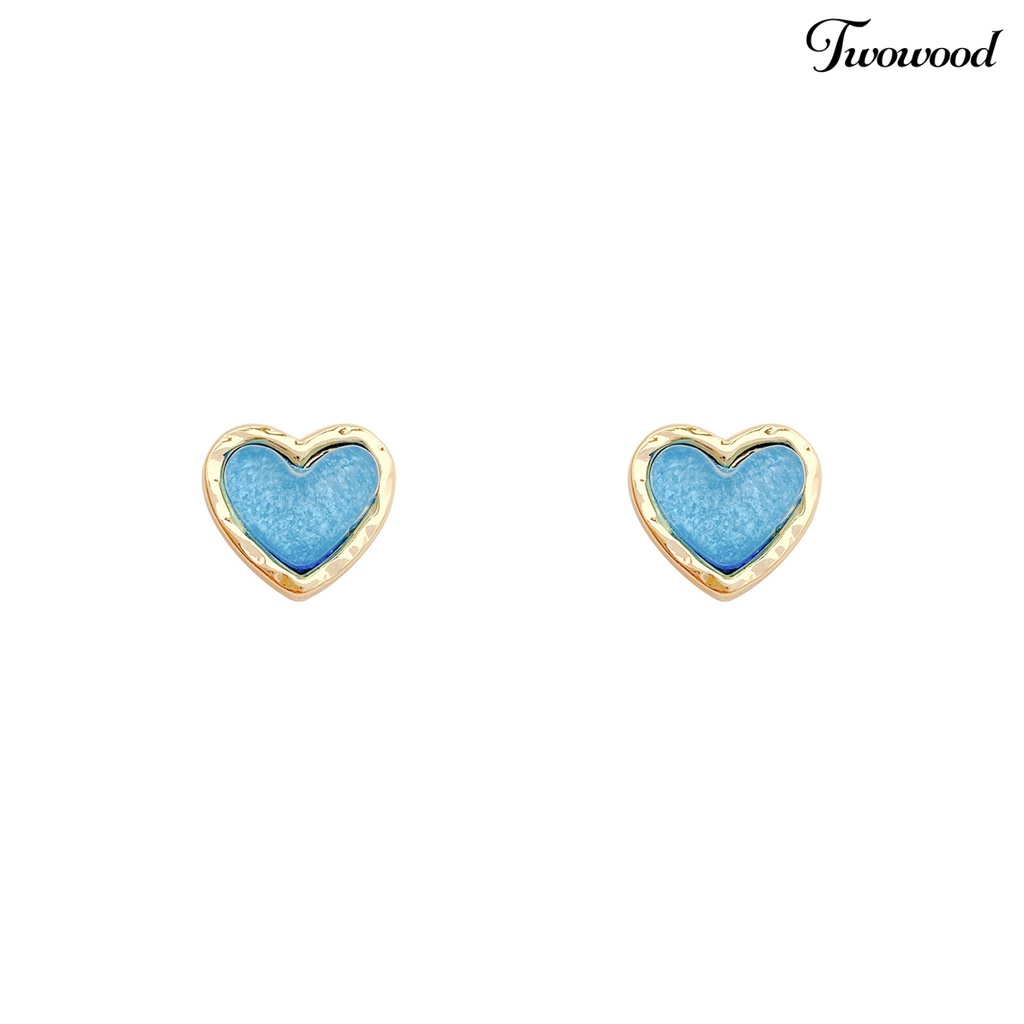 Twowood 1pasang Ear Studs Elegan Dainty Temperamen Melamun Hadiah Mini Hypoallergenic Retro Cinta Hati Kristal Imitasi Wanita Anting Perhiasan Aksesoris