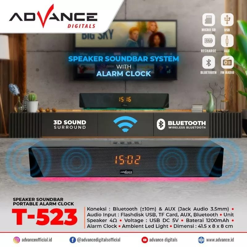 Advance T523 Speaker Portable T-523 Soundbar Garansi Resmi