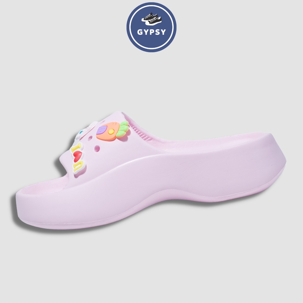 Gypsy - Carroly Sandal Wanita Highsole Jibbitz Motif Kekinian Terbaru Import Wedges Casual X7000
