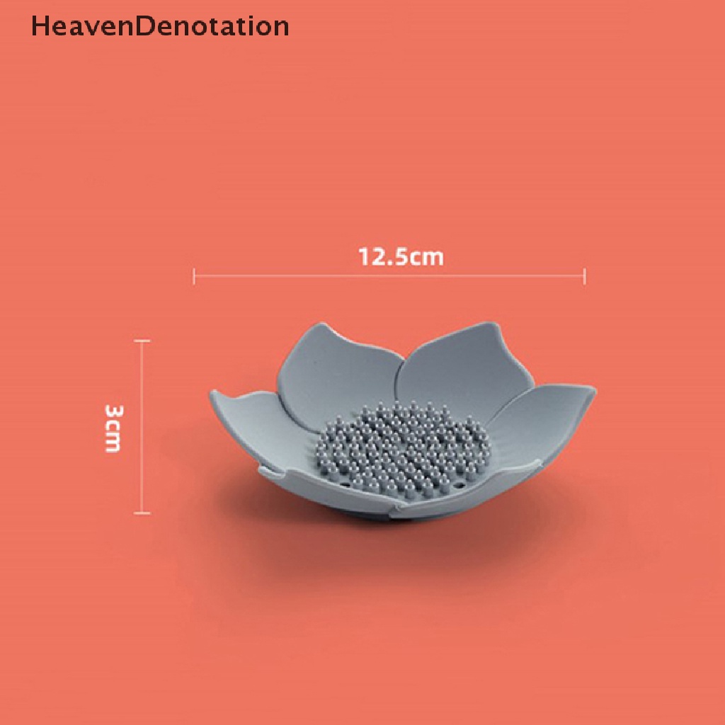 [HeavenDenotation] Kotak Sabun Silikon Bentuk Lotus Non-slip Draining Soap Tray Draining Sabun Piring HDV