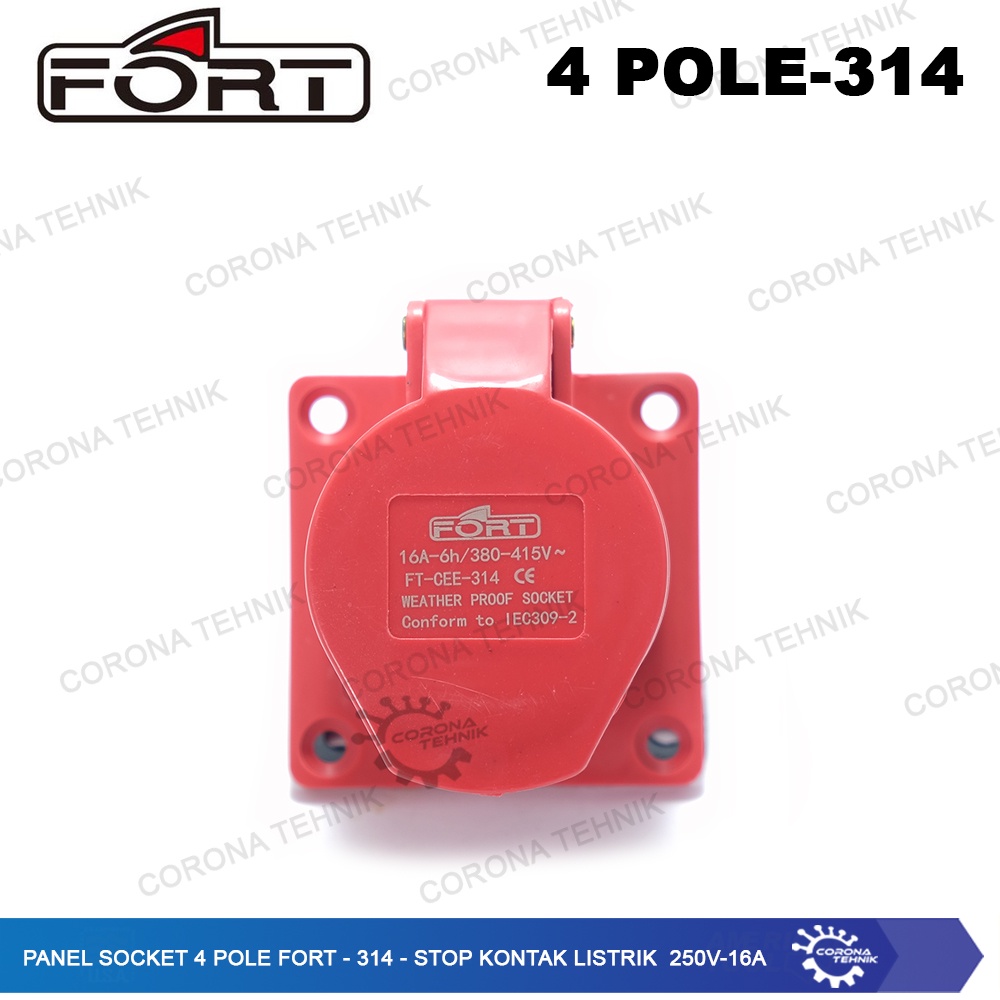 FORT - 314 - Stop Kontak Listrik 250V - 16A Panel Socket 4 Pole