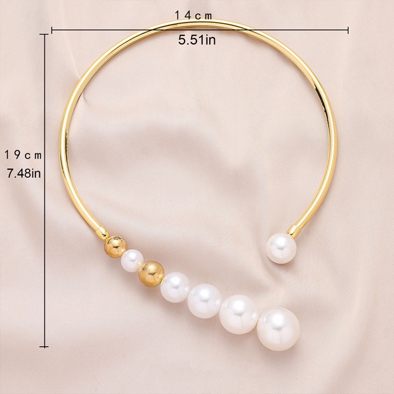 Kalung Mutiara Berlebihan Untuk Wanita Sederhana Serbaguna Manik Emas Pembukaan Kerah Indah Klavikula Korea Fashion Perhiasan Hadiah