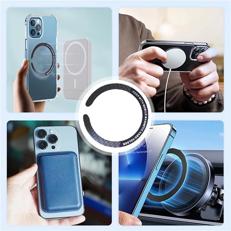 IPHONE Universal Mag-Safe Wireless Charger Sticker Magnetic Rings/Smartphone Stand Charging Magnetic Sheet Untuk Iphone14 13 12 Pro Max/Telepon Aksesoris