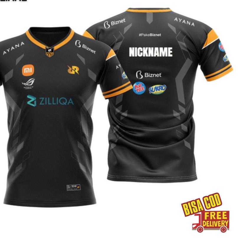 ✸ JERSEY BAJU KAOS MURAH GAMING RRQ 2022 BLACK HITAM FREE NICKNAME ☟