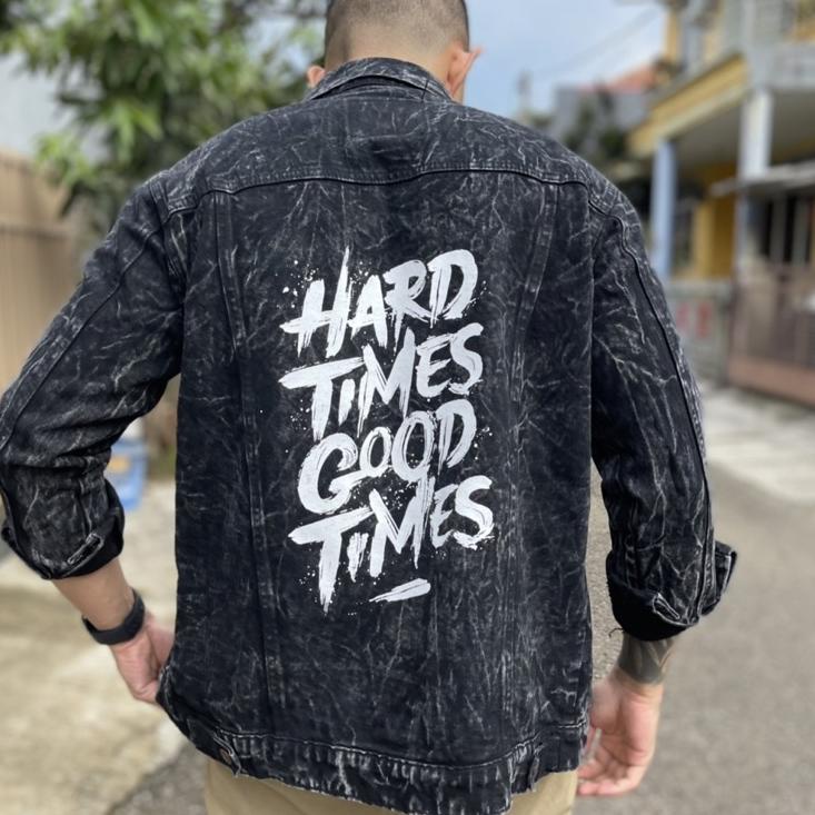 Original Jaket Jeans Denim Sablon Premium Pria 