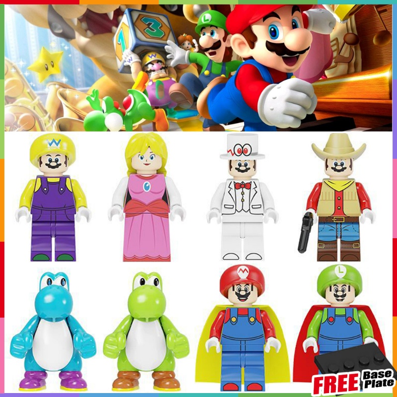 Blok Bangunan Penggemar Super Mario Hadiah Terbaik Untuk Penggemar Game Minifigures Peach Yoshi Luigi Mainan Angka Mini