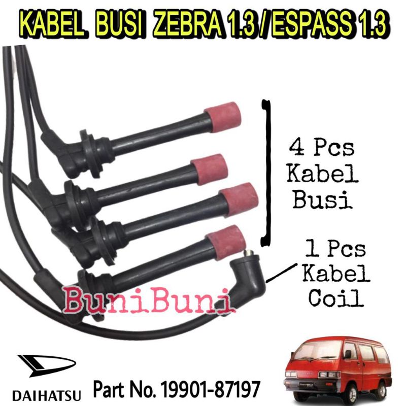 KABEL BUSI Untuk Mobil Daihatsu ZEBRA 1.3 S89 / ESPASS 1.3 / FEROZA TARUNA - 1 SET