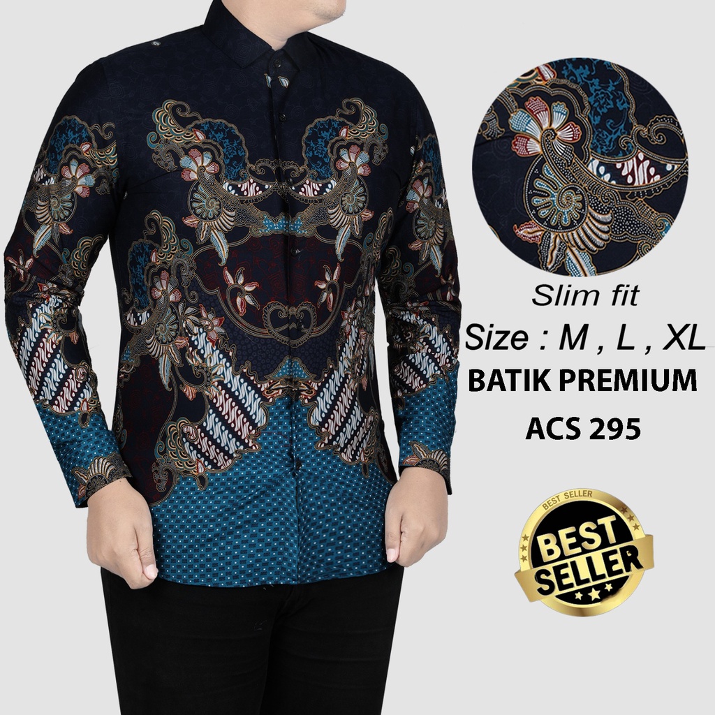 KEMEJA BATIK PRIA SLIM FIT LENGAN PANJANG BAJU BATIK PRIA ACS295