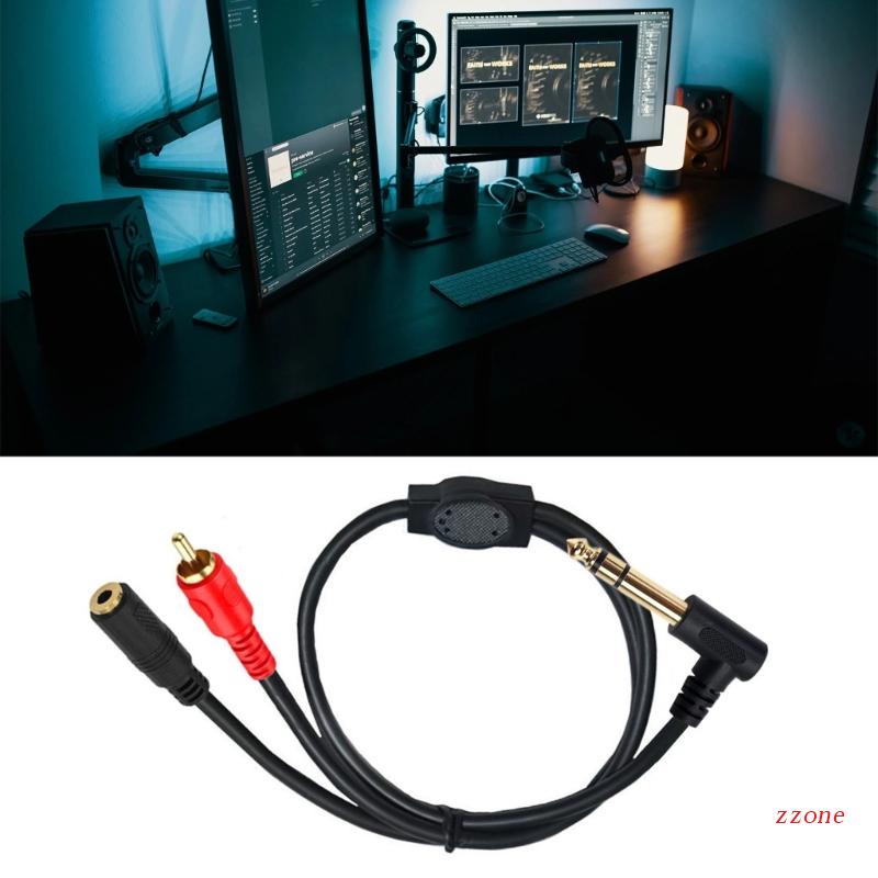 Zzz Kabel Spliter 3.5mm 1/8-inch Stereo TRS Female Ke 6.35mm 1per4 &quot;Pria Y 6.35mm Ke RCA Male Cable