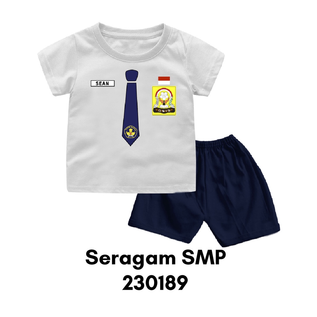 Setelan Bayi &amp; Anak Seragam Sekolah  SD SMP SMA Usia 6 Bulan-8 Tahun Bahan Katun Combed 30s Gratis Nama